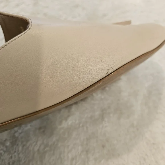 Beige Tassel Leather Mules Size 9 Tan Neutral Business Casual Minimalist Work - Picture 12 of 14